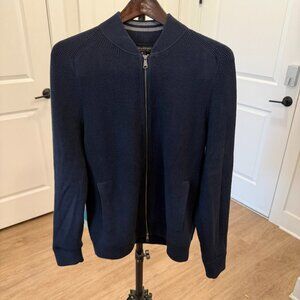 Banana Republic Supima Cotton Zip Front Sweater Bomber Navy Mens Medium